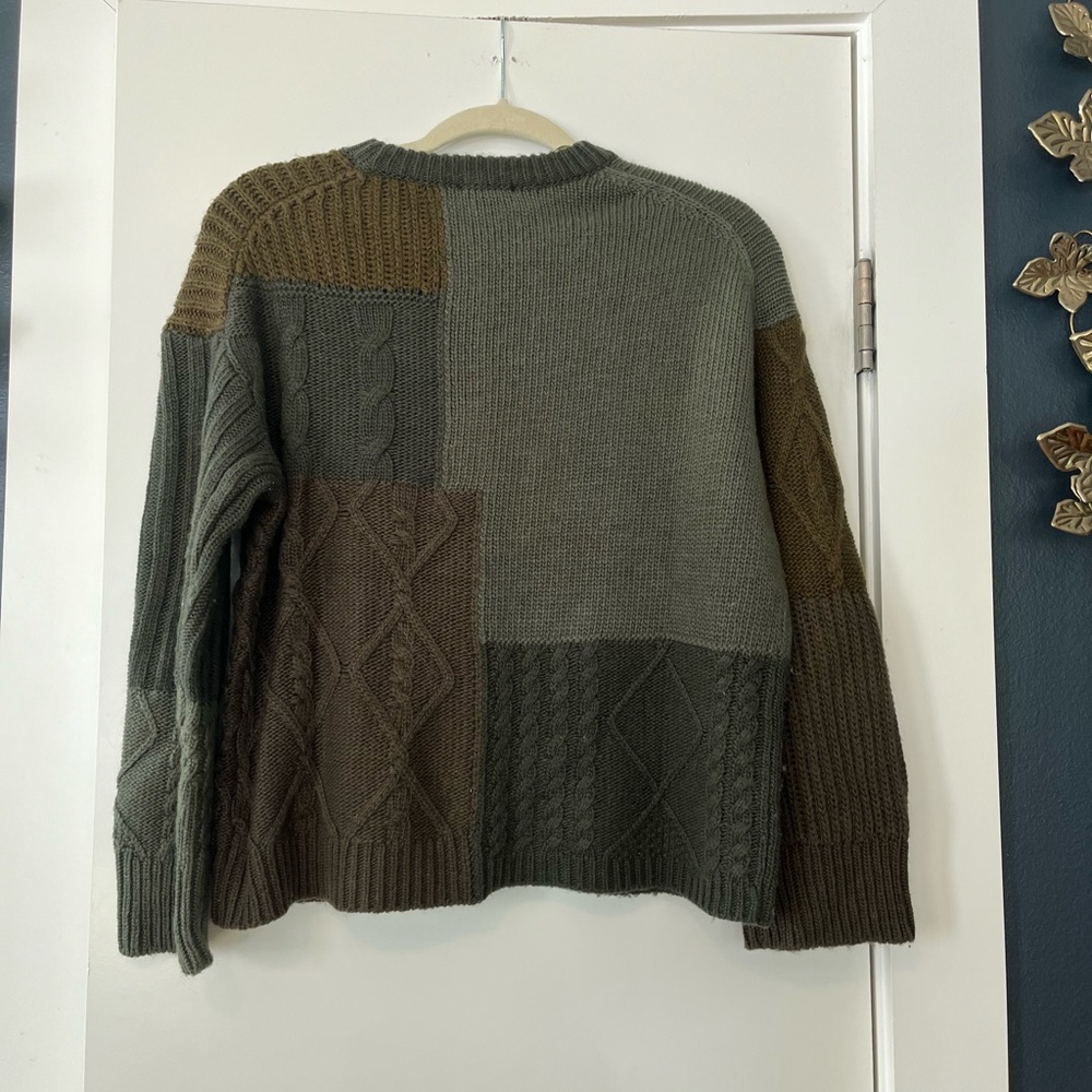 Abel Olive Patchwork Cable Sweater - image 5